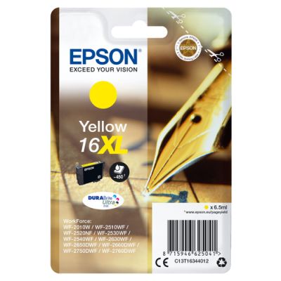 Epson Pen and crossword Singlepack Yellow 16XL DURABrite Ultra Ink, Hoog (XL) rendement, Inkt op pig