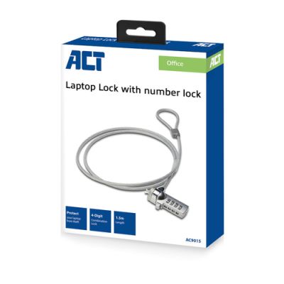 ACT AC9015, 1,5 m, Combinatieslot, Staal, Zink staal, Zilver
