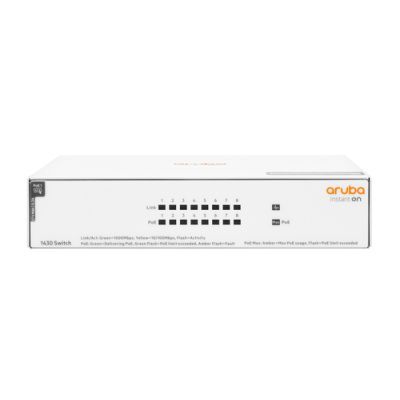 Hewlett Packard Enterprise Aruba Instant On 1430 8G Class4 PoE 64W, Unmanaged, L2, Gigabit Ethernet