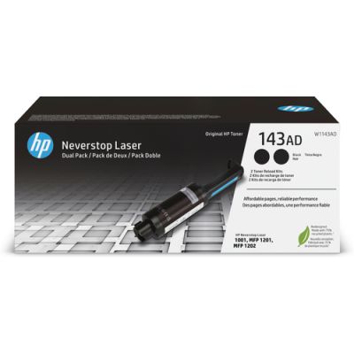 HP 143AD twee originele zwarte Neverstop-tonerbijvulkits, 2500 pagina's, Zwart, 2 stuk(s)