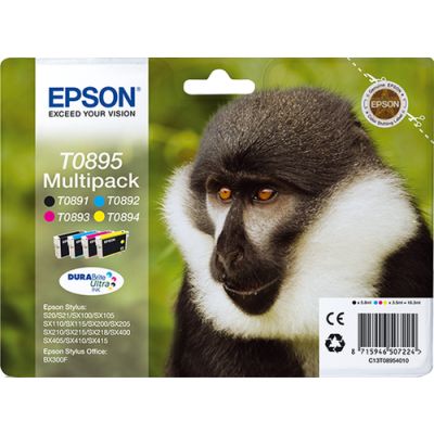 Epson Monkey Multipack 4-colours T0895 DURABrite Ultra Ink, 5,8 ml, 3,5 ml, 1 stuk(s), Multi-verpakk