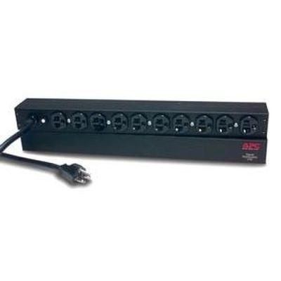APC Rack PDU, Basic, 1U, 20A, 120V, Zwart, NEMA 5-20P, 10x NEMA 5-20R, 3,66 m, cUL Recognized,CSA,UL