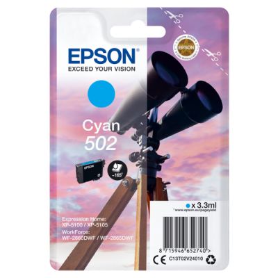 Epson Singlepack Cyan 502 Ink, Normaal rendement, 3,3 ml, 165 pagina's, 1 stuk(s)
