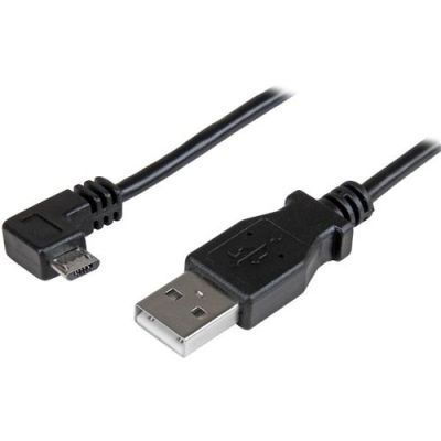 StarTech.com Micro-USB Oplaad en sync kabel M/M rechtsgehoekte Micro-USB 24 AWG 0.5 m, 0,5 m, USB A,