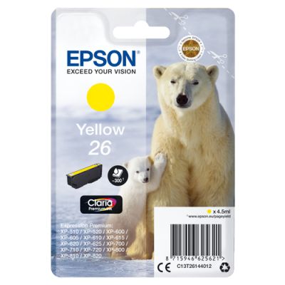 Epson Polar bear Singlepack Yellow 26 Claria Premium Ink, Normaal rendement, Inkt op pigmentbasis, 4