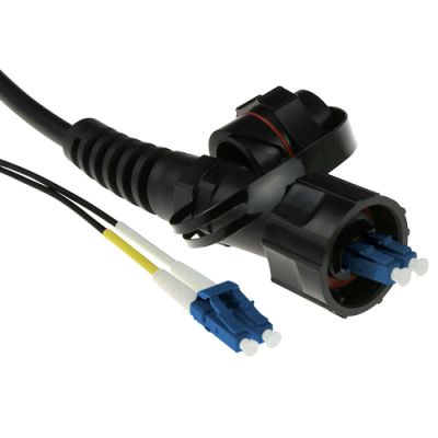 ACT 15 meter singlemode 9/125 OS2 duplex fiber patch kabel met LC en IP67 LC connectoren