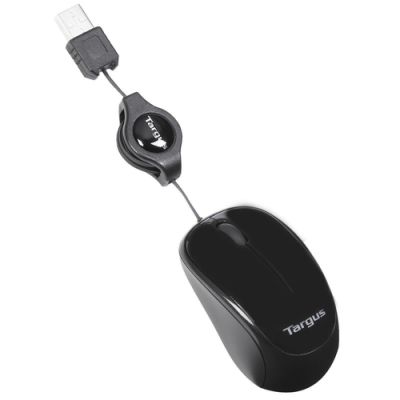 Targus Compact Blue Trace Mouse, Ambidextrous, Blue Trace, USB Type-A, 1000 DPI, Zwart