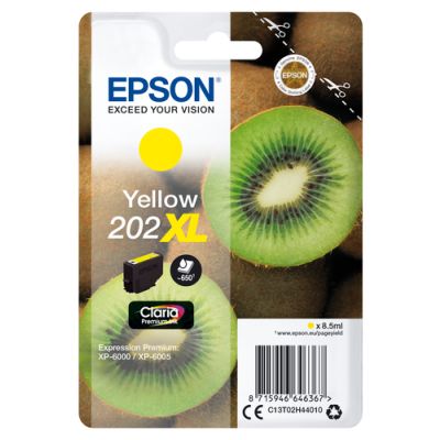 Epson Kiwi Singlepack Yellow 202XL Claria Premium Ink, Hoog (XL) rendement, Inkt op pigmentbasis, 8,