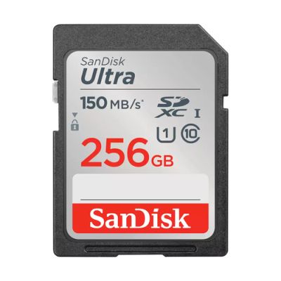 SanDisk Ultra, 256 GB, SDXC, Klasse 10, UHS-I, 150 MB/s, Class 1 (U1)