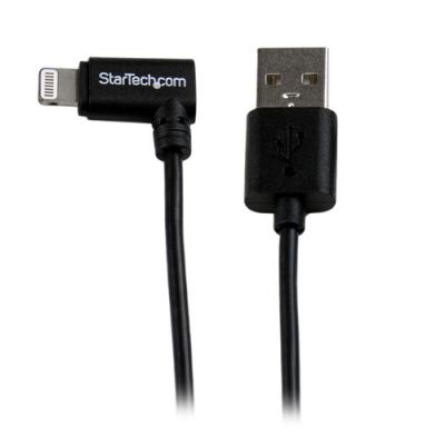StarTech.com 2 m hoekige zwarte Apple 8-polige Lightning-connector naar USB-kabel voor iPhone / iPod