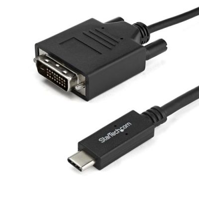 StarTech.com 1 m USB-C naar DVI kabel 1920x1200 zwart, 1 m, USB Type-C, DVI-D, Mannelijk, Mannelijk,