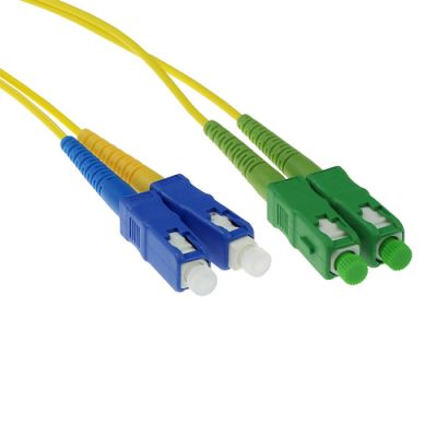 ACT 15 meter LSZH Singlemode 9/125 OS2 glasvezel patchkabel duplex met SC/APC en SC/PC connectoren