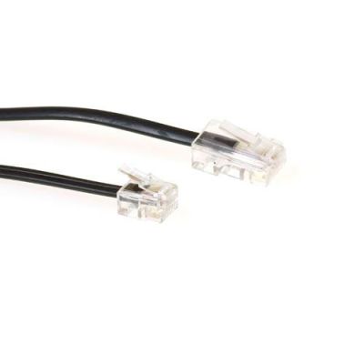ACT Zwarte 1 meter platte telefoonkabel met RJ11 en RJ45 connectoren